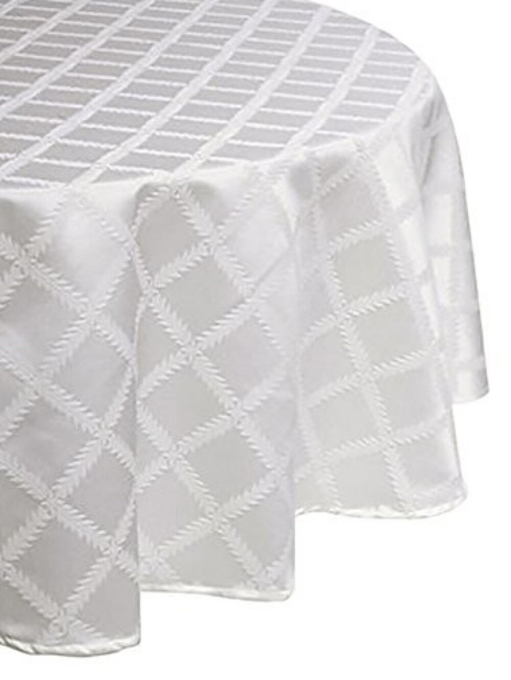 Lenox Laurel Leaf Tablecloth  White - 90 W X 90 L Round
